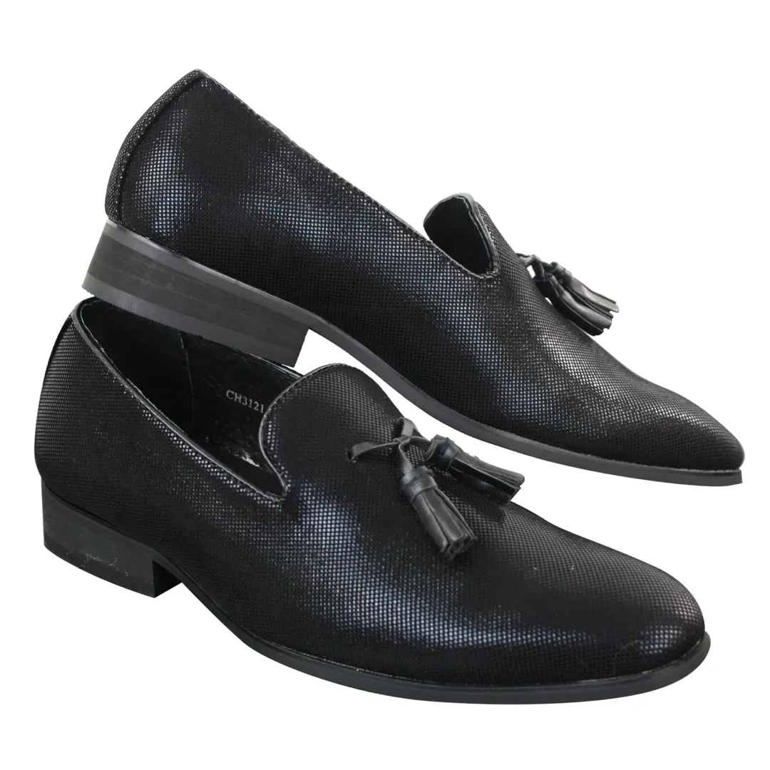 Mens Shiny Black Slip On Tassel Loafers Driving Shoes Smart Casual Snake Leather sold by Tru Clothing product image thumbnail 3