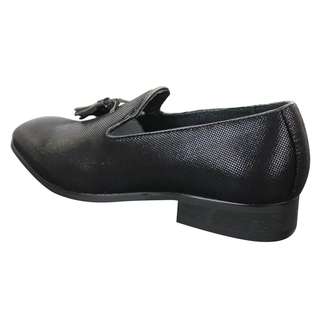 Mens Shiny Black Slip On Tassel Loafers Driving Shoes Smart Casual Snake Leather sold by Tru Clothing product image thumbnail 4