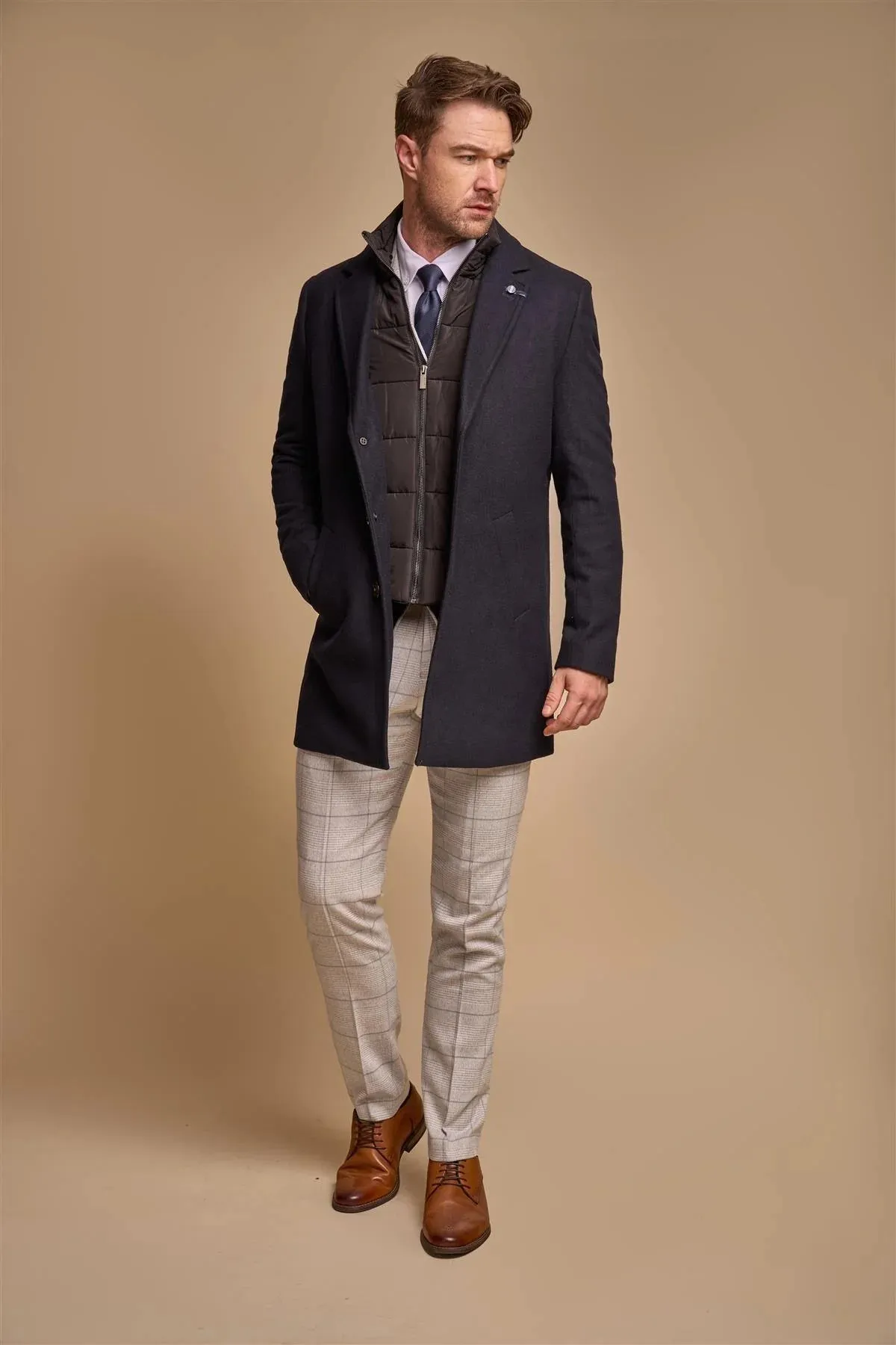 Sanford - Men's Navy Wool Blend Overcoat sold by Tru Clothing product image thumbnail 2