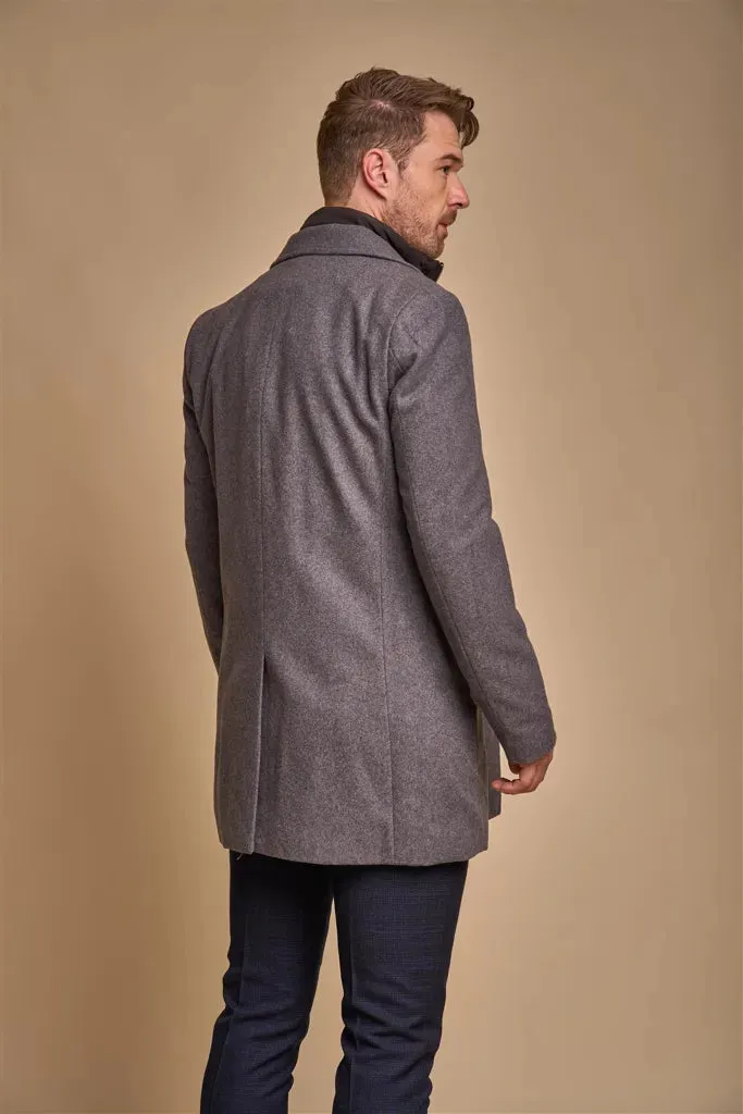 Sanford - Men's Grey Wool Blend Overcoat sold by Tru Clothing product image thumbnail 4