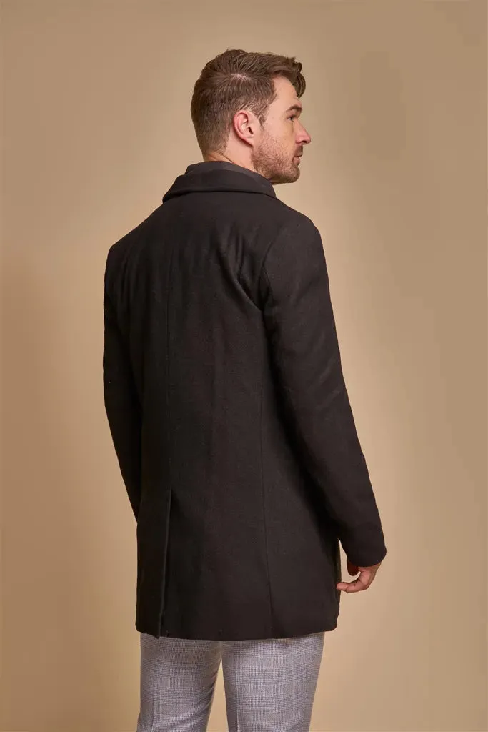Sanford - Men's Black Wool Blend Overcoat sold by Tru Clothing product image thumbnail 4