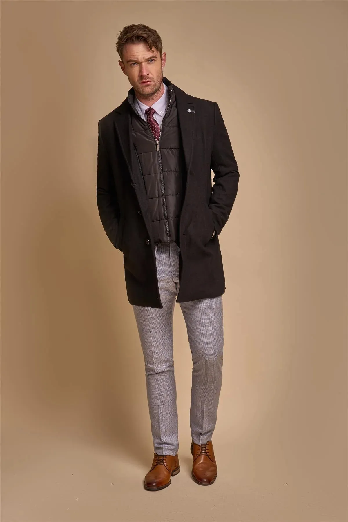 Sanford - Men's Black Wool Blend Overcoat sold by Tru Clothing product image thumbnail 2