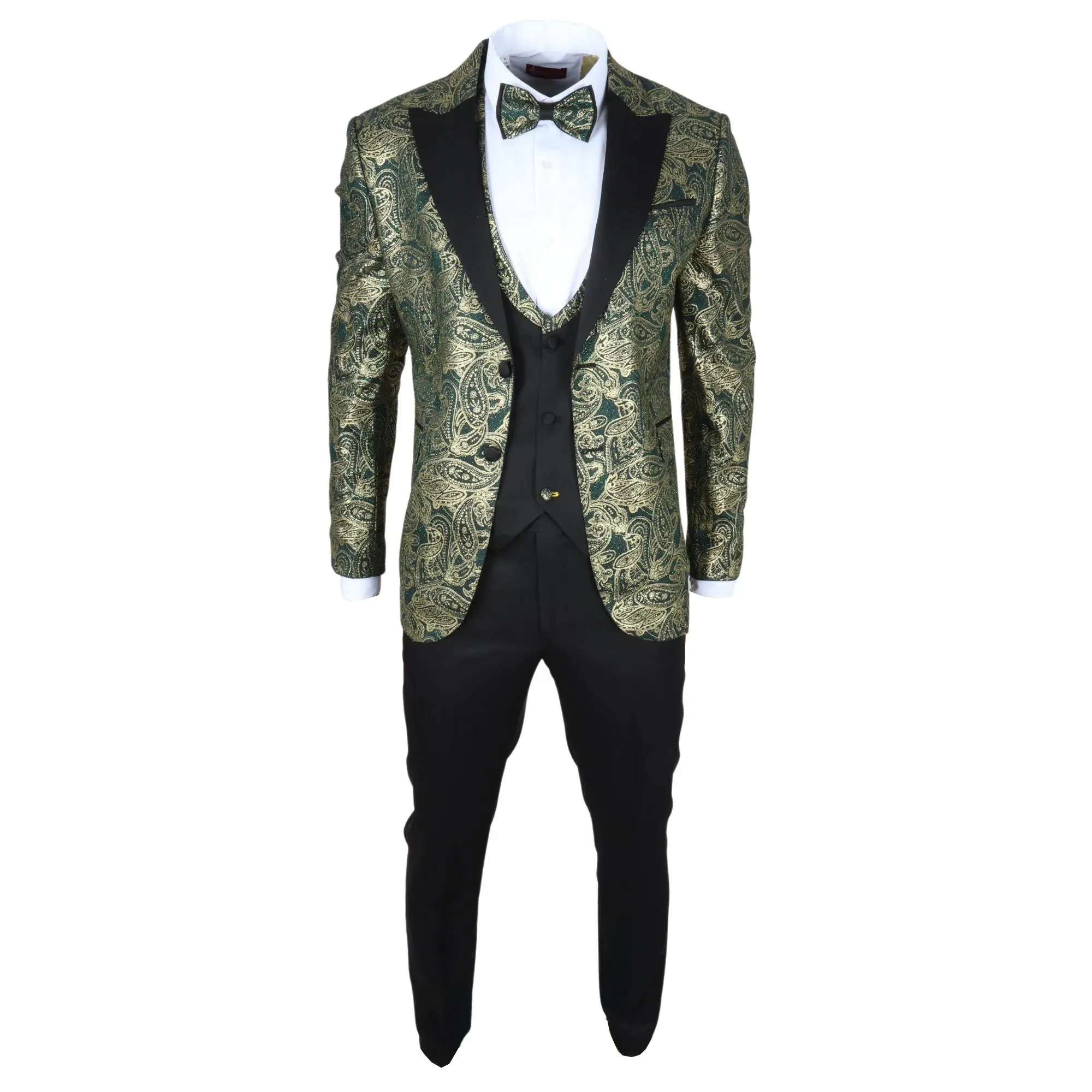 AK-28 - Men's 3 Piece Green Paisley Wedding Suit sold by Tru Clothing product image thumbnail 2