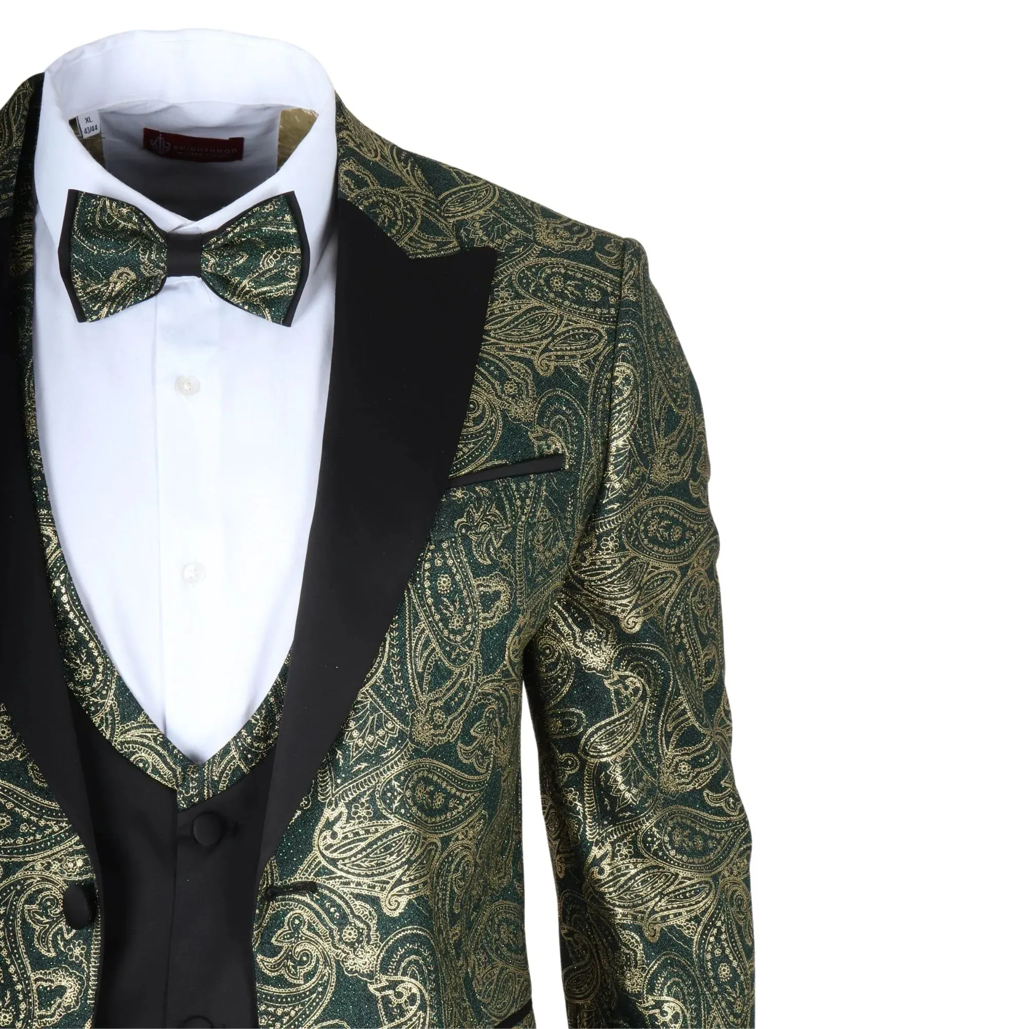 AK-28 - Men's 3 Piece Green Paisley Wedding Suit sold by Tru Clothing product image thumbnail 3