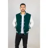 Men's Green White Varsity Bomber Jacket sold by Tru Clothing