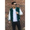 Men's Green White Varsity Bomber Jacket sold by Tru Clothing
