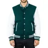 Men's Green White Varsity Bomber Jacket sold by Tru Clothing