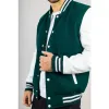 Men's Green White Varsity Bomber Jacket sold by Tru Clothing
