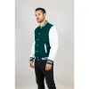 Men's Green White Varsity Bomber Jacket sold by Tru Clothing