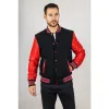 Men's Black Red Varsity Bomber Jacket sold by Tru Clothing