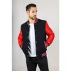 Men's Black Red Varsity Bomber Jacket sold by Tru Clothing