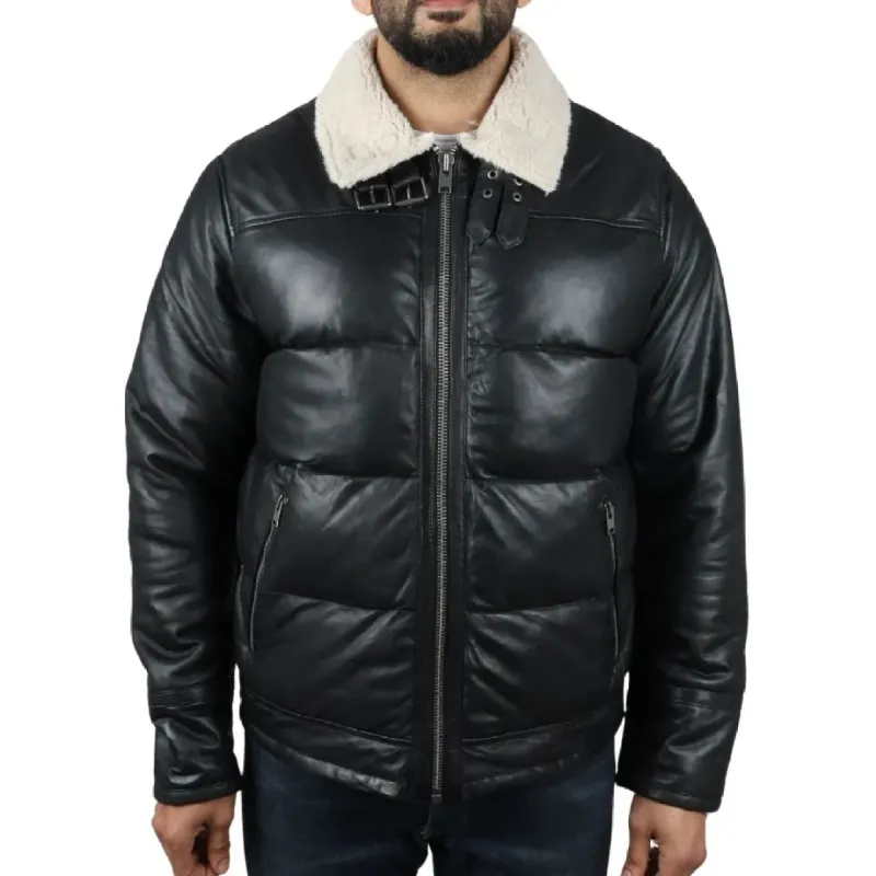 Men's Puffer Quilted Aviator Bomber Jacket sold by Tru Clothing