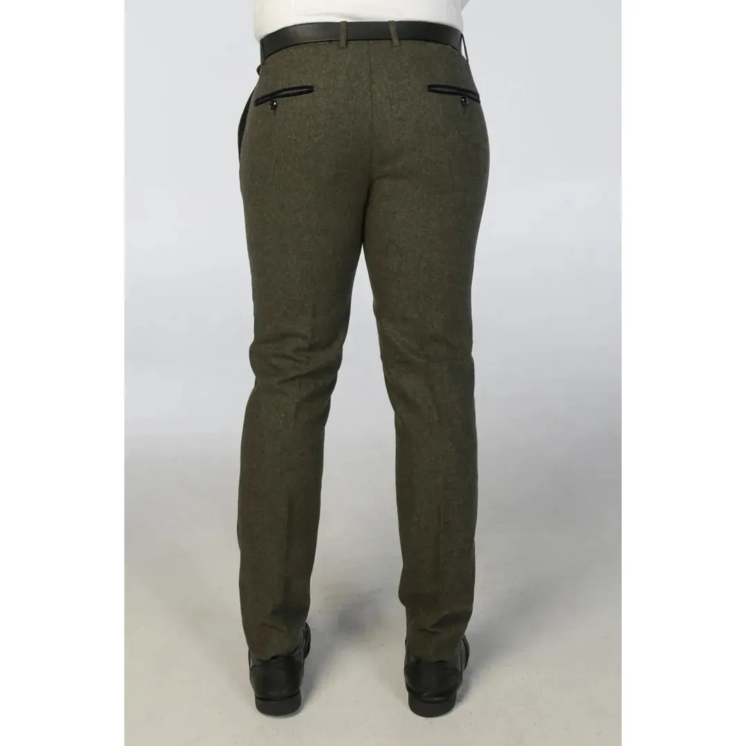Oscar - Men's Olive Green Wool Blend Tweed Trousers sold by Tru Clothing product image thumbnail 2