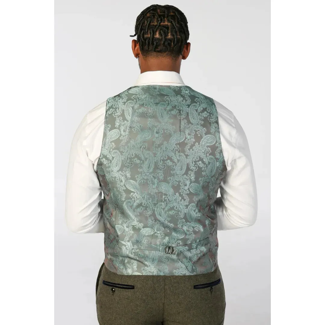 Oscar - Men's Olive Green Wool Blend Tweed Waistcoat sold by Tru Clothing product image thumbnail 2