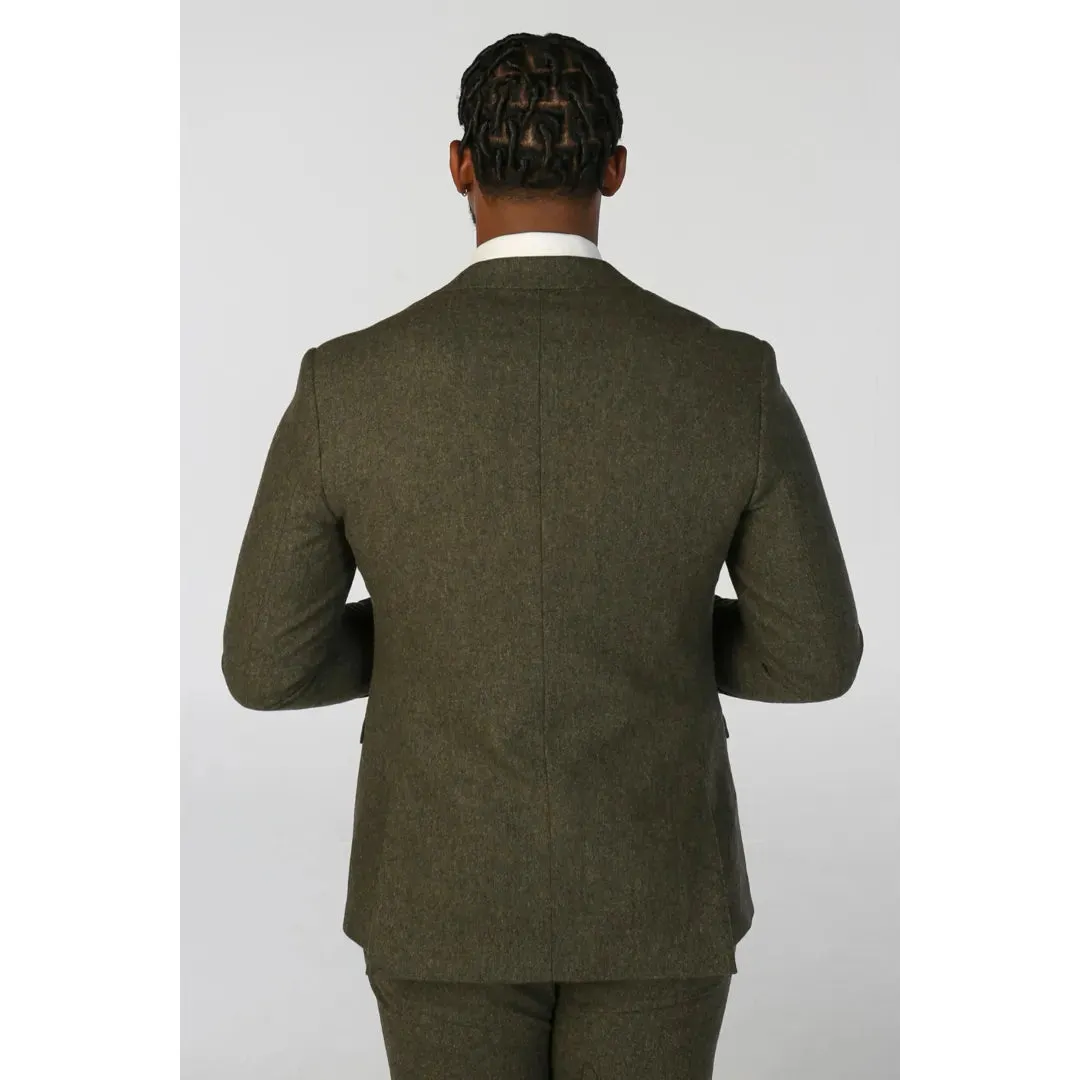 Oscar - Men's Olive Green Wool Blend Tweed Blazer sold by Tru Clothing product image thumbnail 4