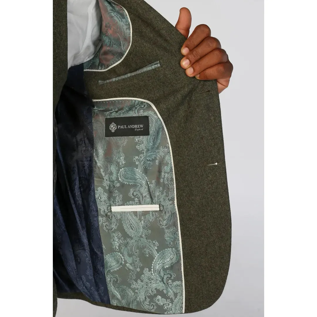 Oscar - Men's Olive Green Wool Blend Tweed Blazer sold by Tru Clothing product image thumbnail 3