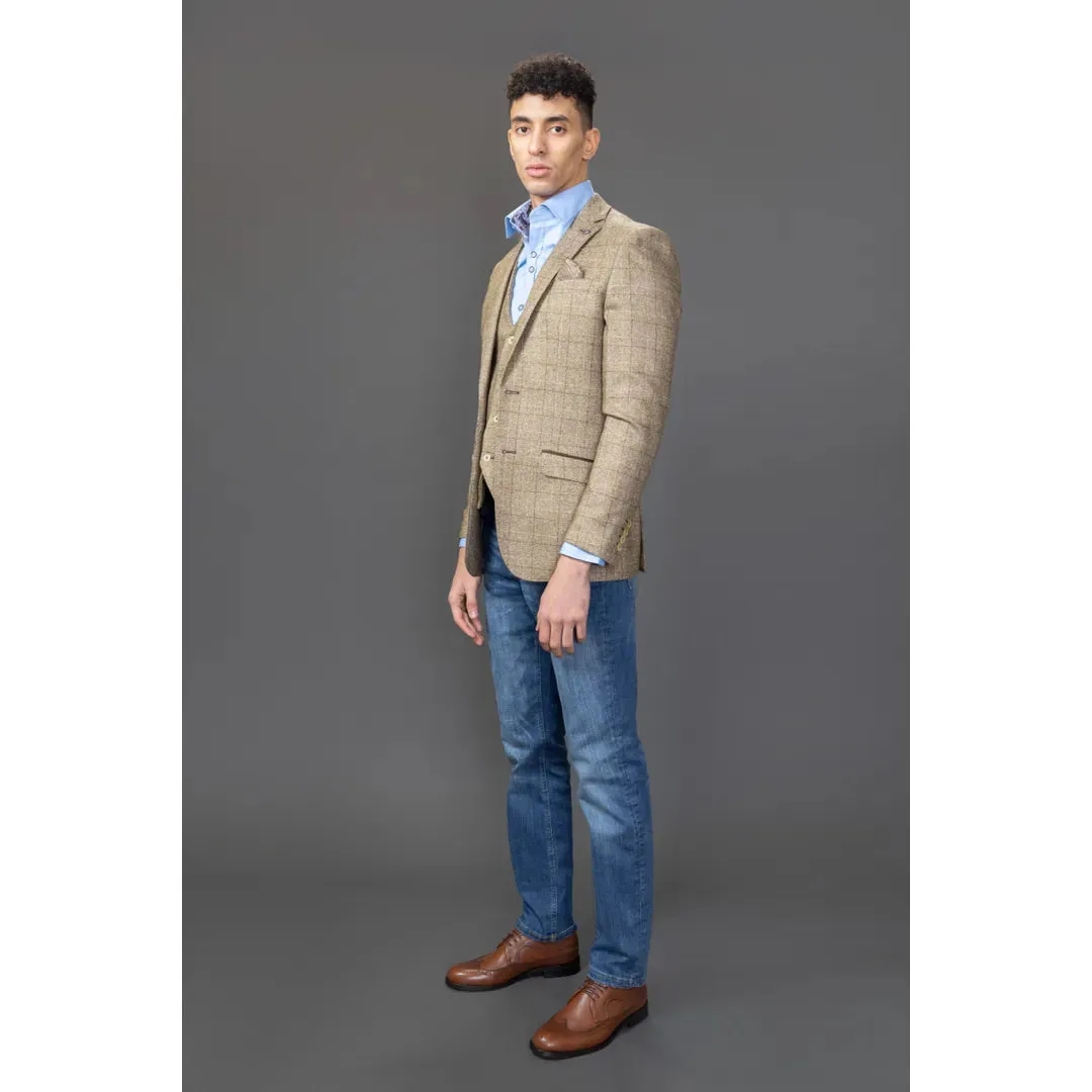 Liam - Men's Brown Check Blazer sold by Tru Clothing product image thumbnail 3
