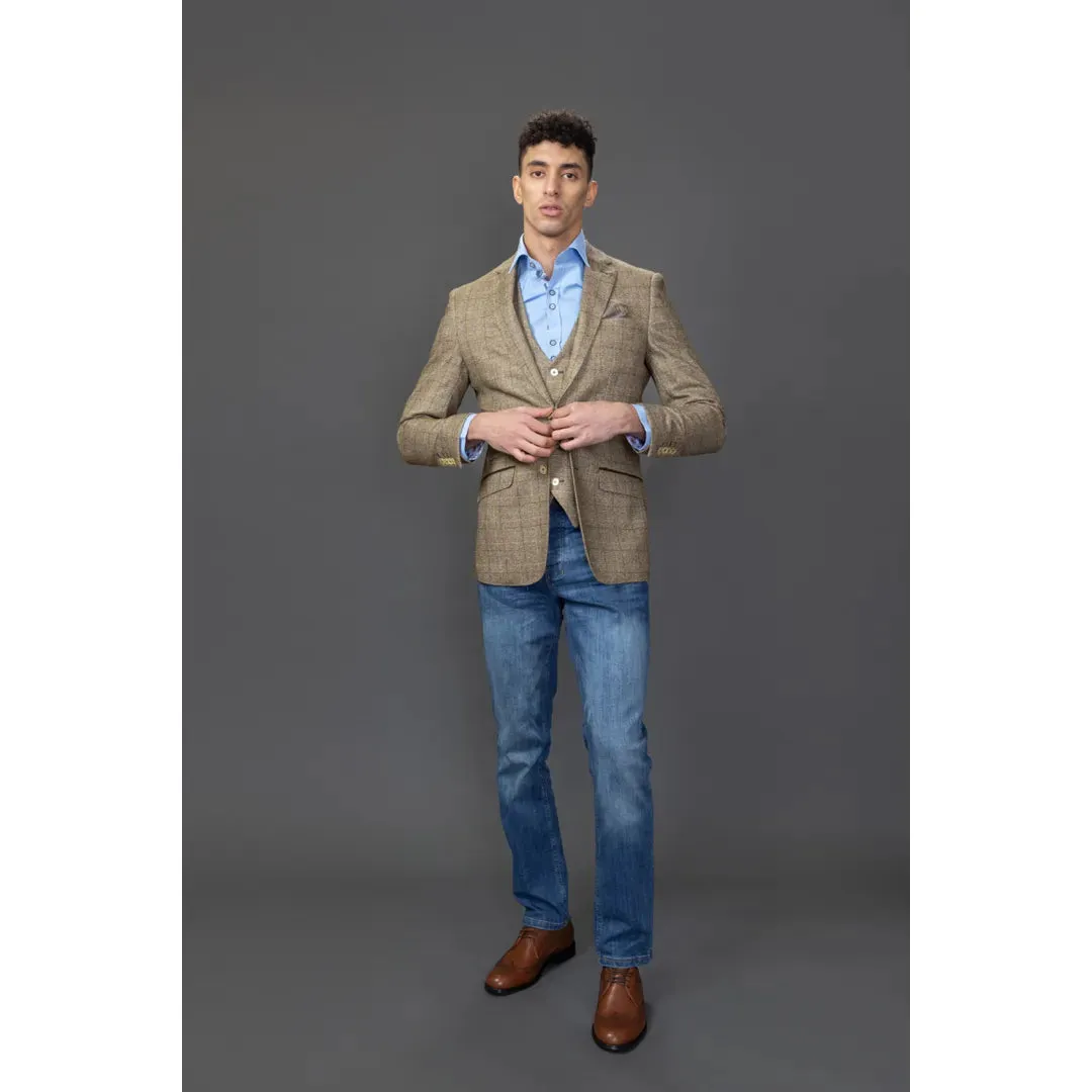 Liam - Men's Brown Check Blazer sold by Tru Clothing product image thumbnail 2