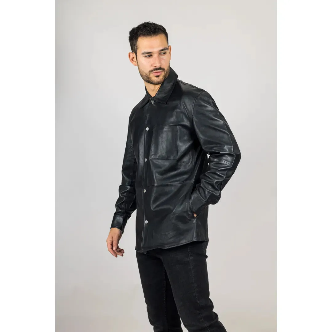 Men's Leather Shirt Western Trucker Jacket sold by Tru Clothing product image thumbnail 4