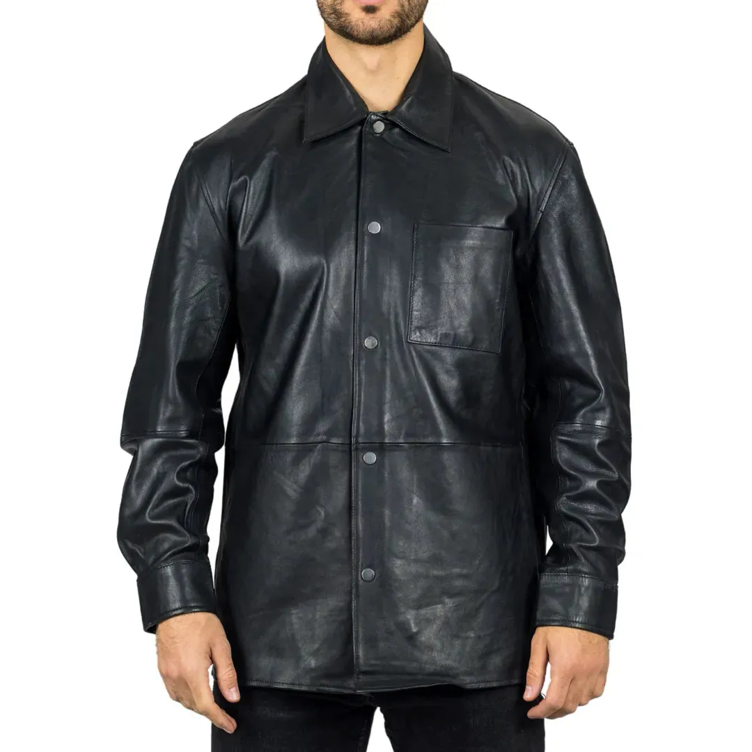Men's Leather Shirt Western Trucker Jacket sold by Tru Clothing