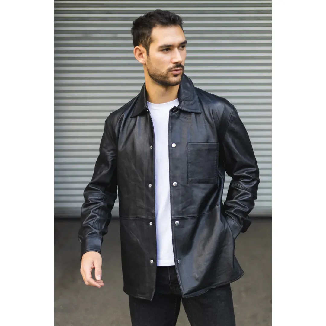 Men's Leather Shirt Western Trucker Jacket sold by Tru Clothing product image thumbnail 2