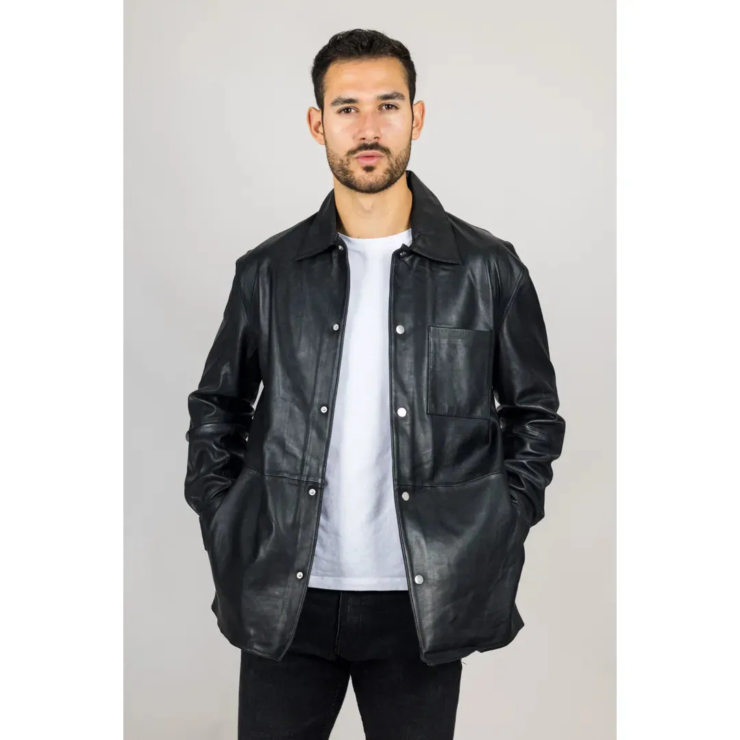 Men's Leather Shirt Western Trucker Jacket sold by Tru Clothing product image thumbnail 3