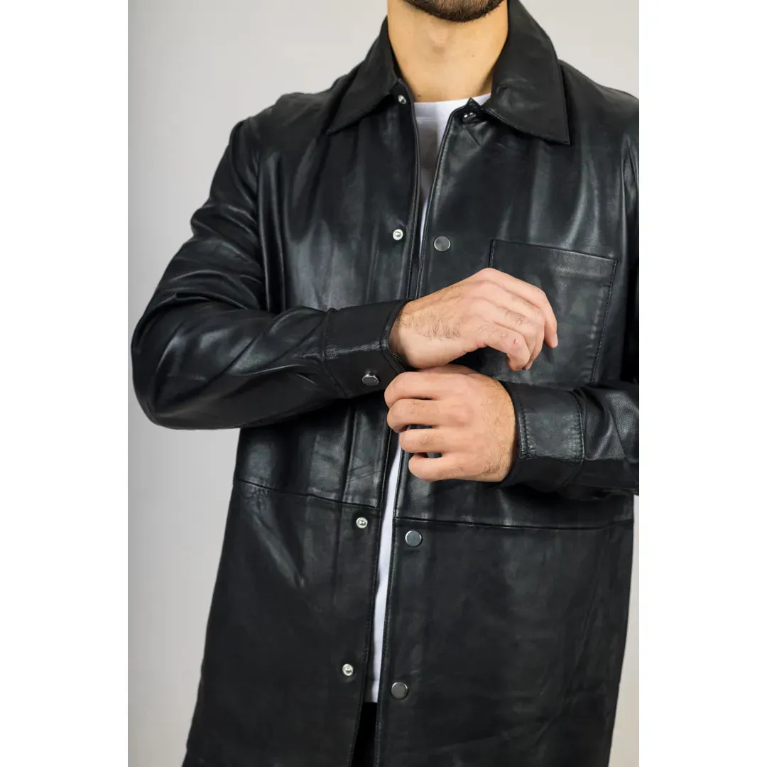 Men's Leather Shirt Western Trucker Jacket sold by Tru Clothing product image thumbnail 5
