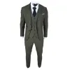 Oscar - Men's 3 Piece Olive Green Wool Blend Tweed Suit sold by Tru Clothing