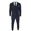 Oscar - Men's 3 Piece Navy Blue Wool Blend Tweed Suit sold by Tru Clothing