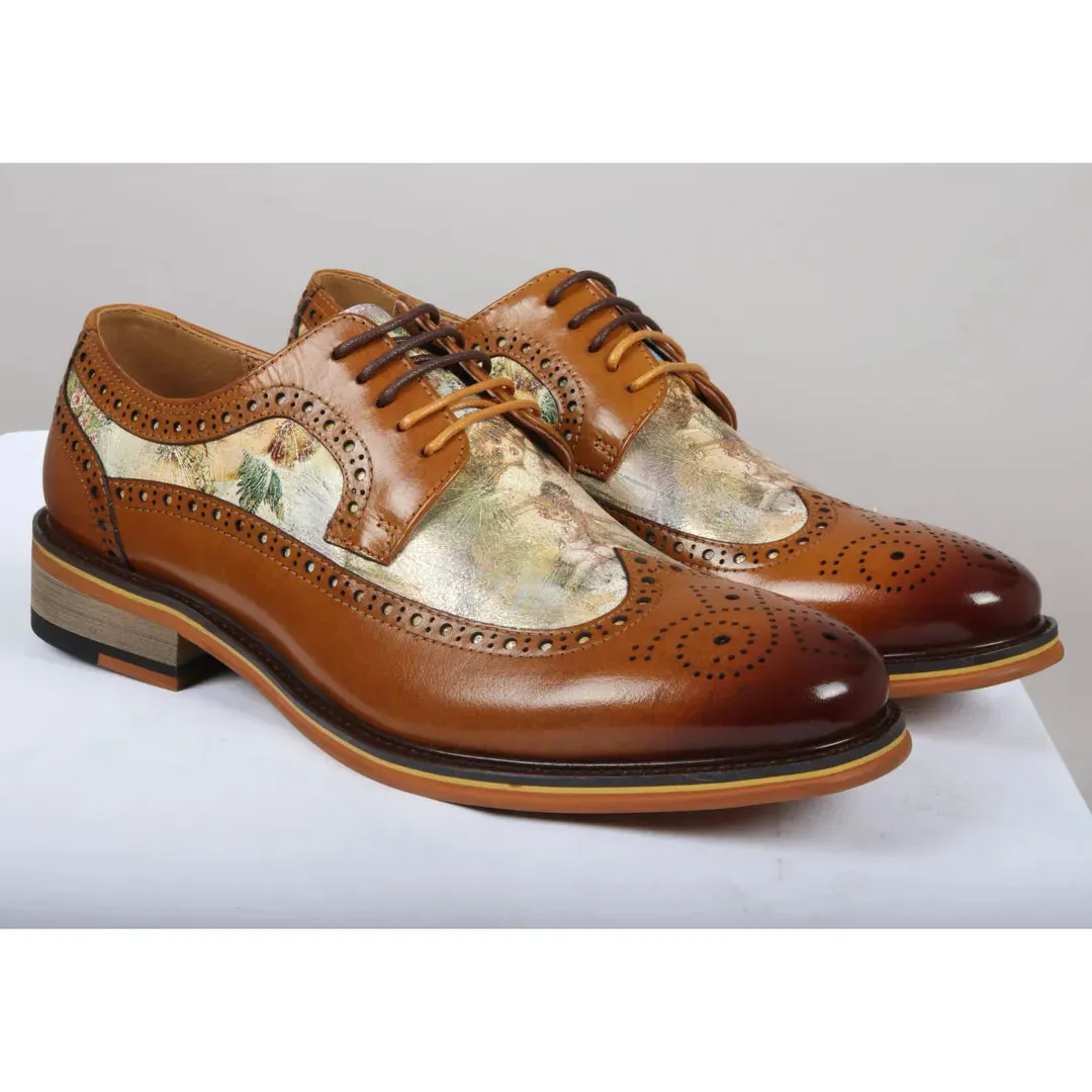 Scott - Men's Brown Iconic Print Leather Brogue Shoes sold by Tru Clothing product image thumbnail 2
