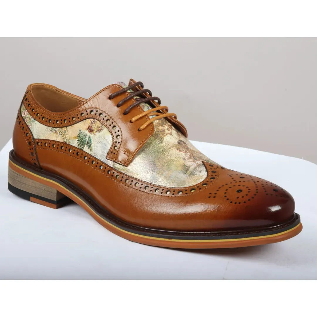 Scott - Men's Brown Iconic Print Leather Brogue Shoes sold by Tru Clothing product image thumbnail 3