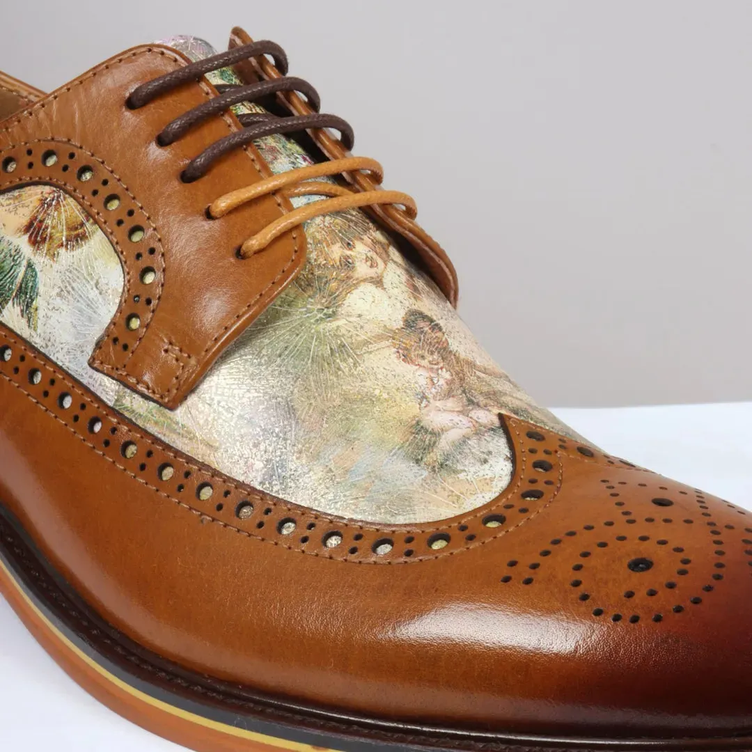 Scott - Men's Brown Iconic Print Leather Brogue Shoes sold by Tru Clothing product image thumbnail 4