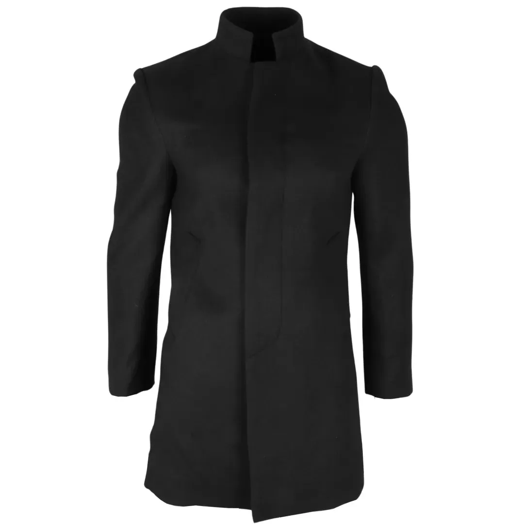 Men's Stand Collar Wool Blend Overcoat sold by Tru Clothing product image thumbnail 3