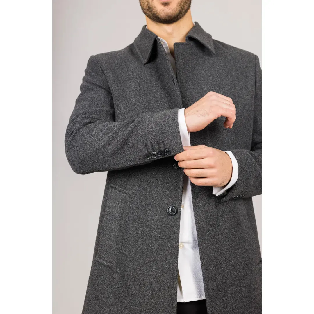Men's Classic Collar Wool Blend Overcoat sold by Tru Clothing product image thumbnail 5