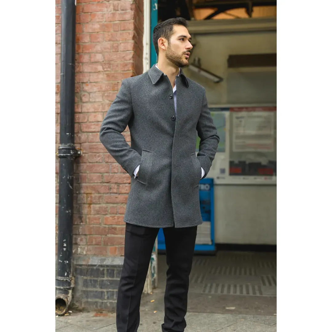 Men's Classic Collar Wool Blend Overcoat sold by Tru Clothing product image thumbnail 2