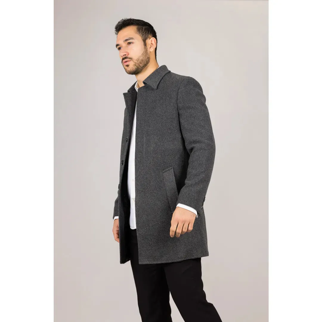 Men's Classic Collar Wool Blend Overcoat sold by Tru Clothing product image thumbnail 4