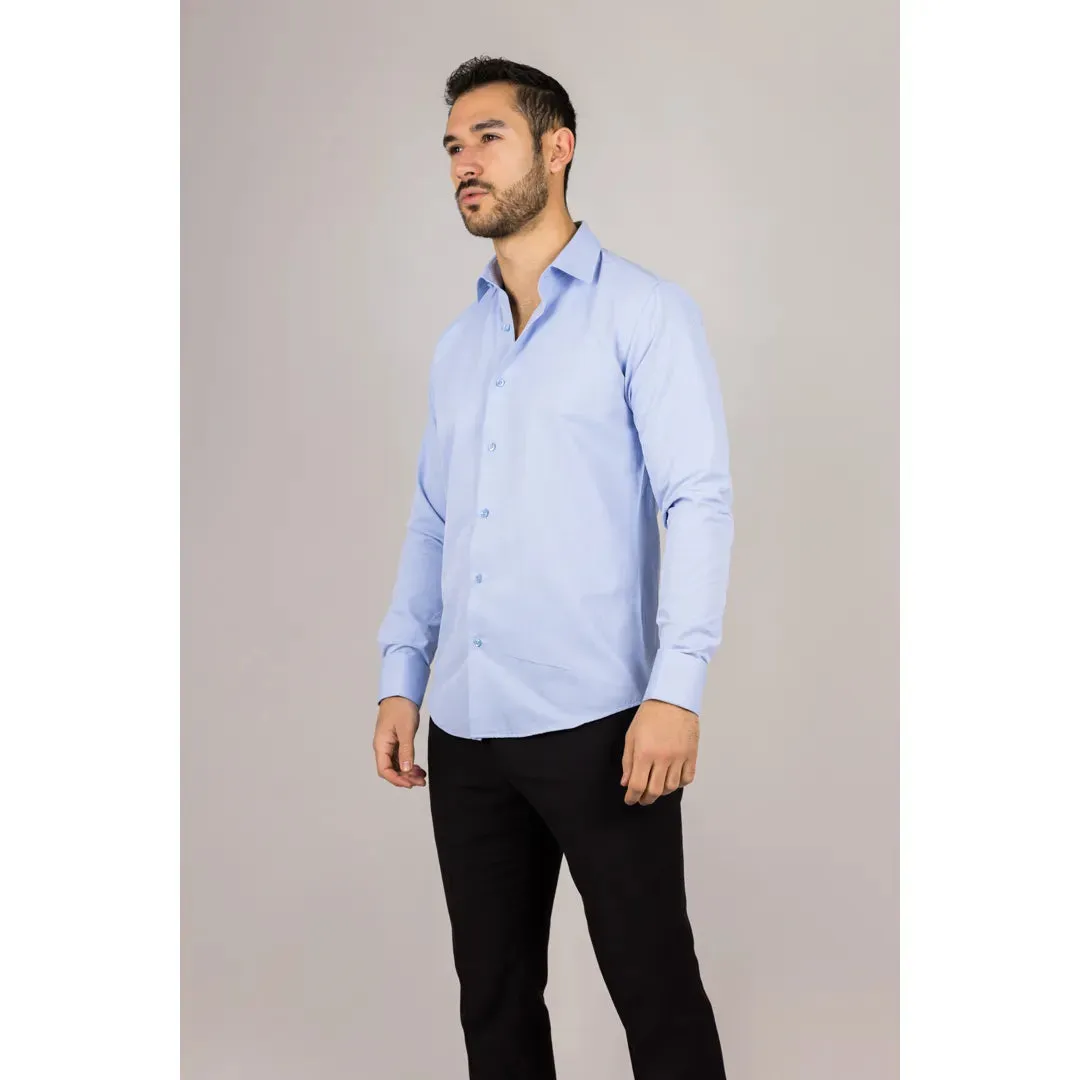 Men's Blue Double Cuff Oxford Shirt sold by Tru Clothing product image thumbnail 4