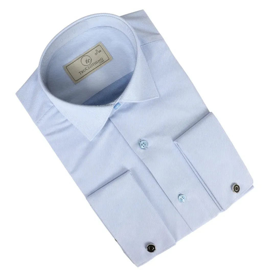 Men's Blue Double Cuff Oxford Shirt sold by Tru Clothing product image thumbnail 2
