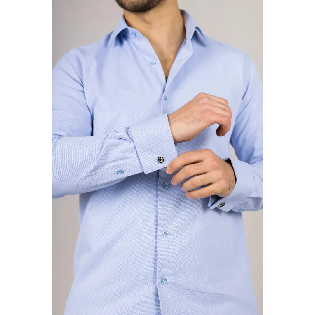 Men's Blue Double Cuff Oxford Shirt sold by Tru Clothing product image thumbnail 3