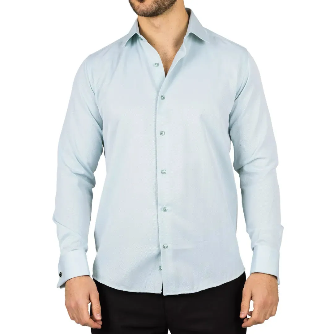 Men's Green Double Cuff Oxford Shirt sold by Tru Clothing