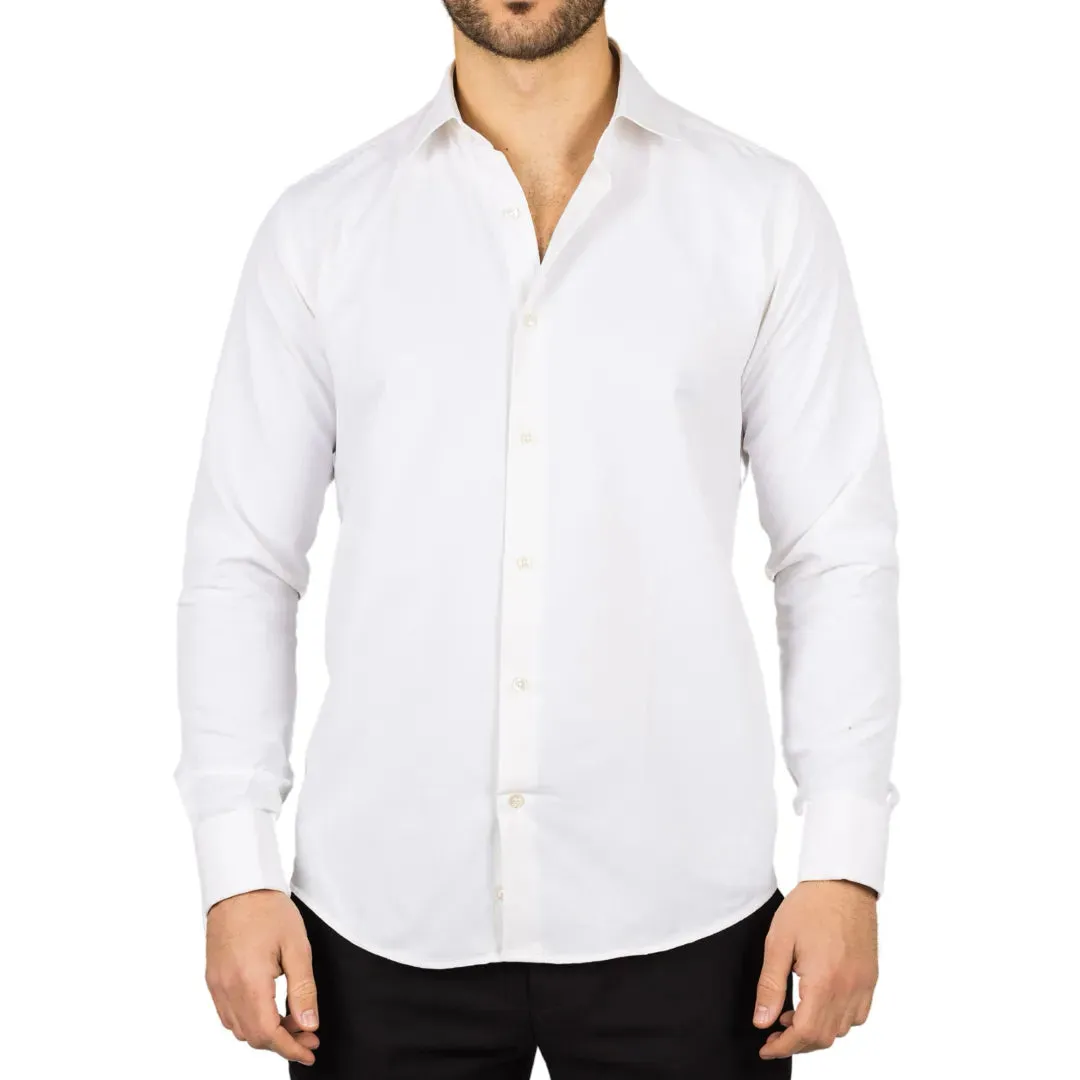 Men's Cream Double Cuff Oxford Shirt sold by Tru Clothing