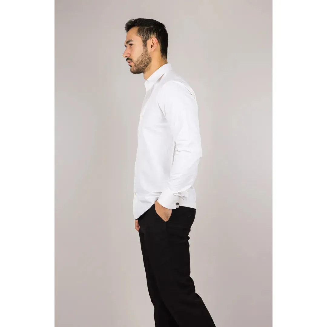 Men's Cream Double Cuff Oxford Shirt sold by Tru Clothing product image thumbnail 5