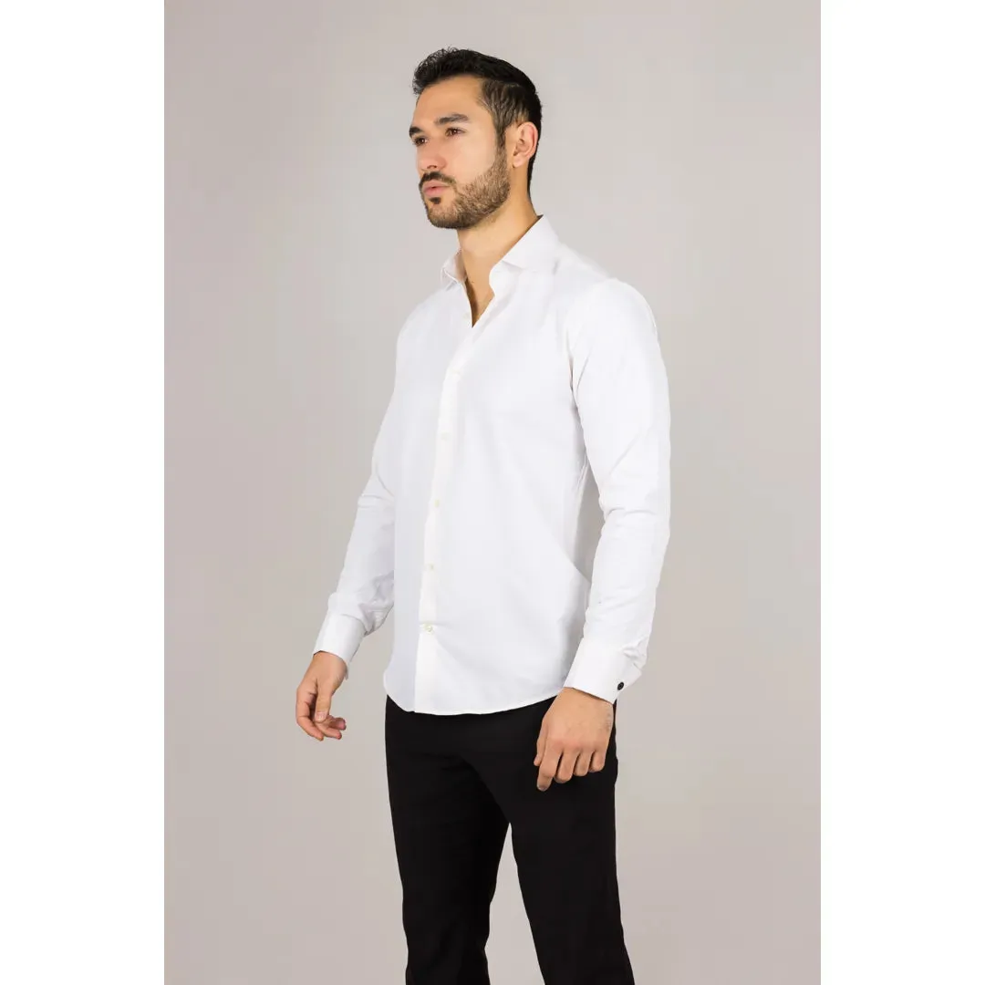 Men's Cream Double Cuff Oxford Shirt sold by Tru Clothing product image thumbnail 4