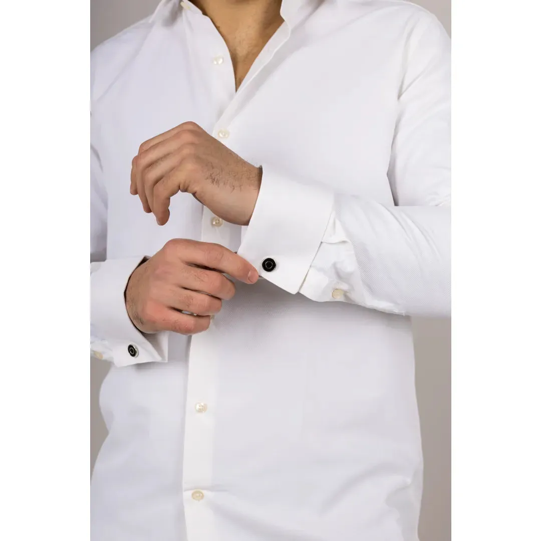 Men's Cream Double Cuff Oxford Shirt sold by Tru Clothing product image thumbnail 3