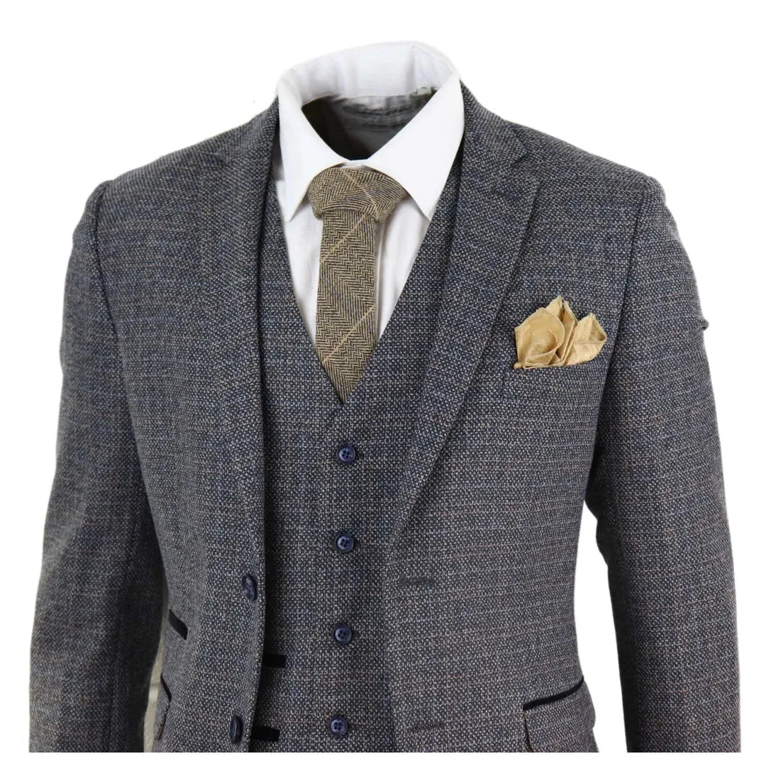Ralph - Men's Boys Navy 3 Piece Suit Tweed Check 1920s sold by Tru Clothing product image thumbnail 4