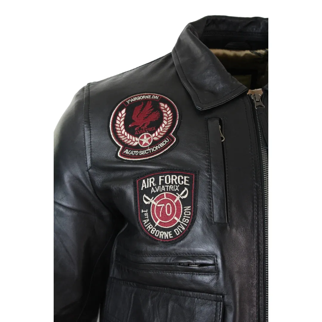 Men's Leather Bomber Badge Air Force Pilot Aviator Jacket sold by Tru Clothing product image thumbnail 4