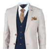 Mayfair - Men's 3 Piece Cream Suit With Navy Waistcoat sold by Tru Clothing