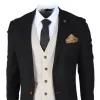Mayfair - Men's 3 Piece Black Suit With Cream Waistcoat sold by Tru Clothing