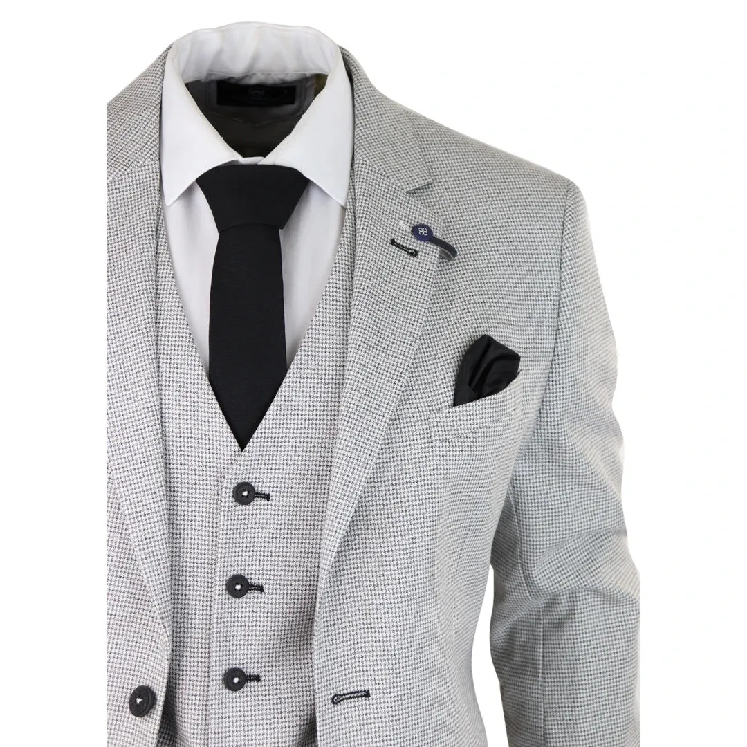 Kyoto - Men's 3 Piece Light Grey Black Check Suit Classic sold by Tru Clothing product image thumbnail 5