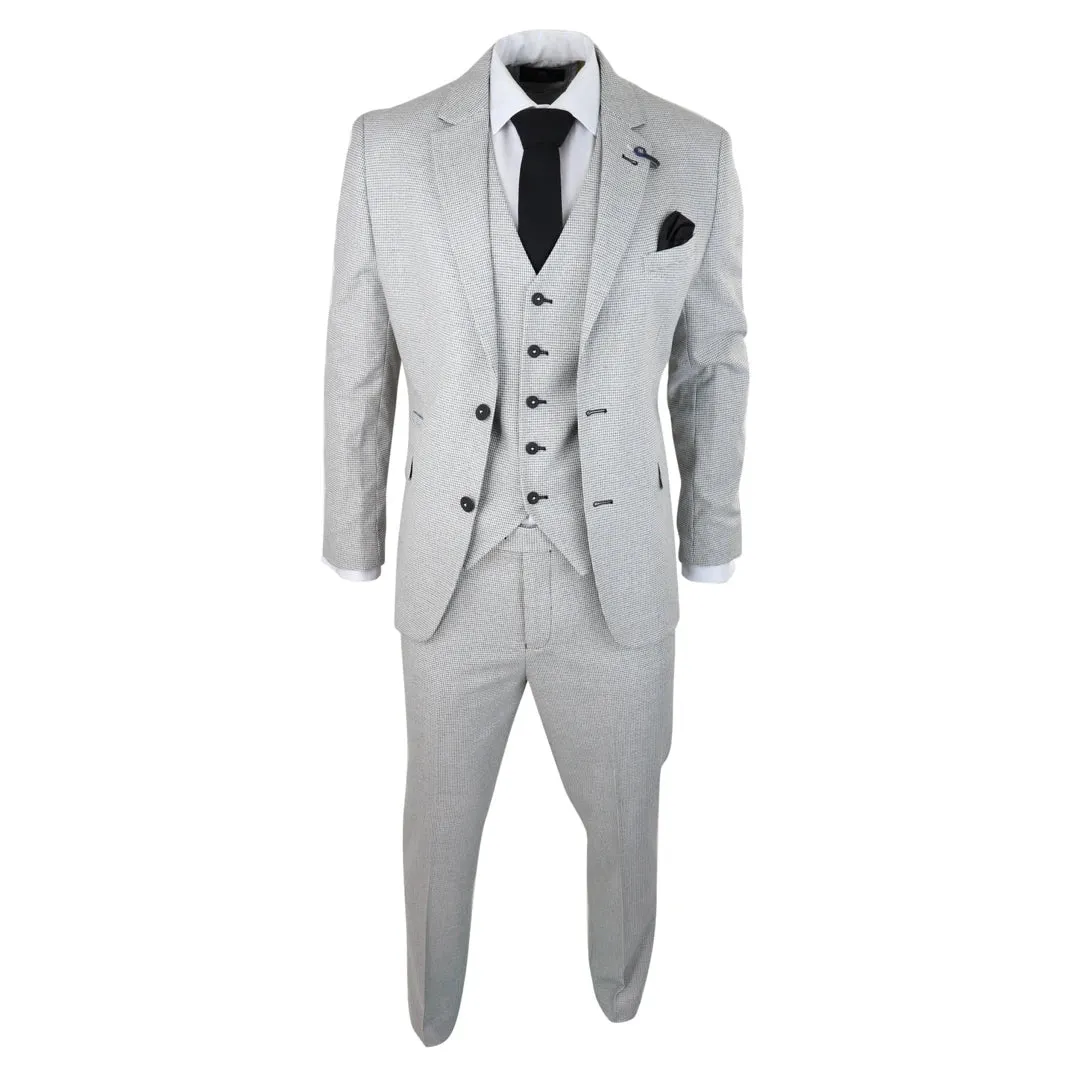 Kyoto - Men's 3 Piece Light Grey Black Check Suit Classic sold by Tru Clothing product image thumbnail 2